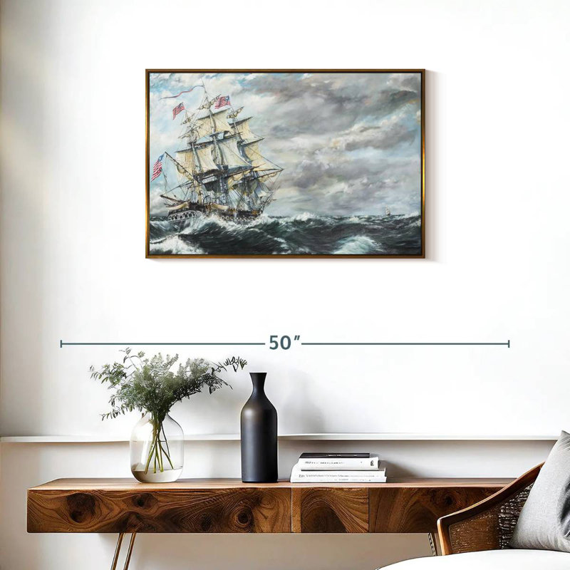Tête de frégate USS Constitution pour frégate, Cadre flottant doré, 31 po x 21 po