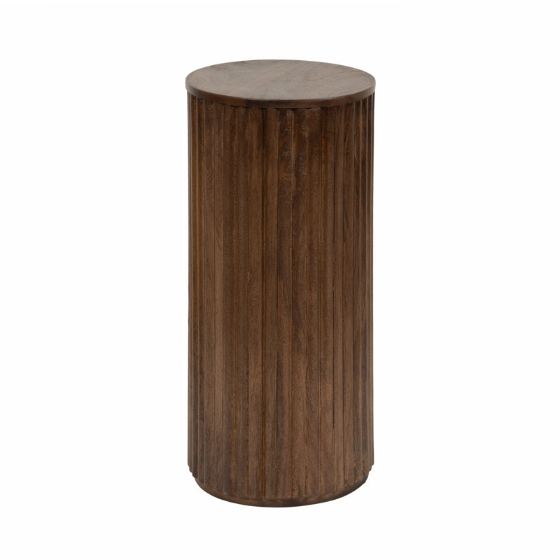 Table à boissons ronde en bois nervuré, Bois brun foncé