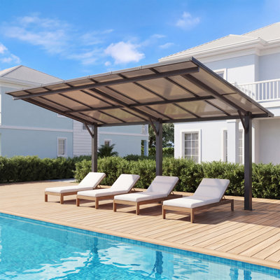 10' × 14' All-Weather Hardtop Pergola, Freestanding Outdoor Patio Cover with UV-Protective Polycarbonate Roof for Backyard Deck