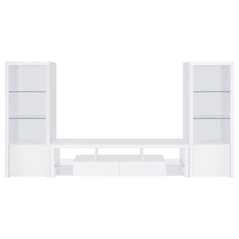 Tour média à 3 tablettes avec armoire de rangement Jailine