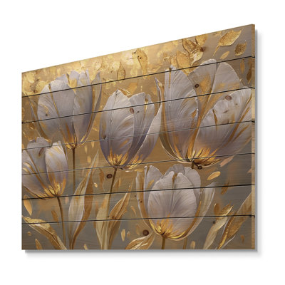 Aquarelle, tulipes, bouquet de fleurs d'été III - art mural en bois de tulipes - sur bois de pin naturel