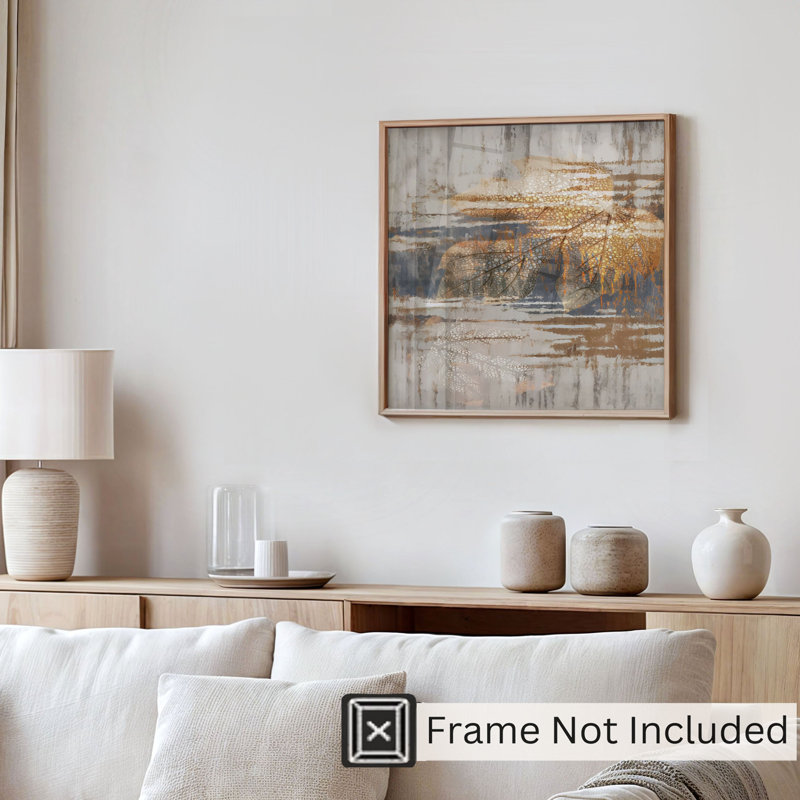 «Abstract Golden Leaves», reproduction d'art transitionnelle non encadrée, H 10 po x l 10 po