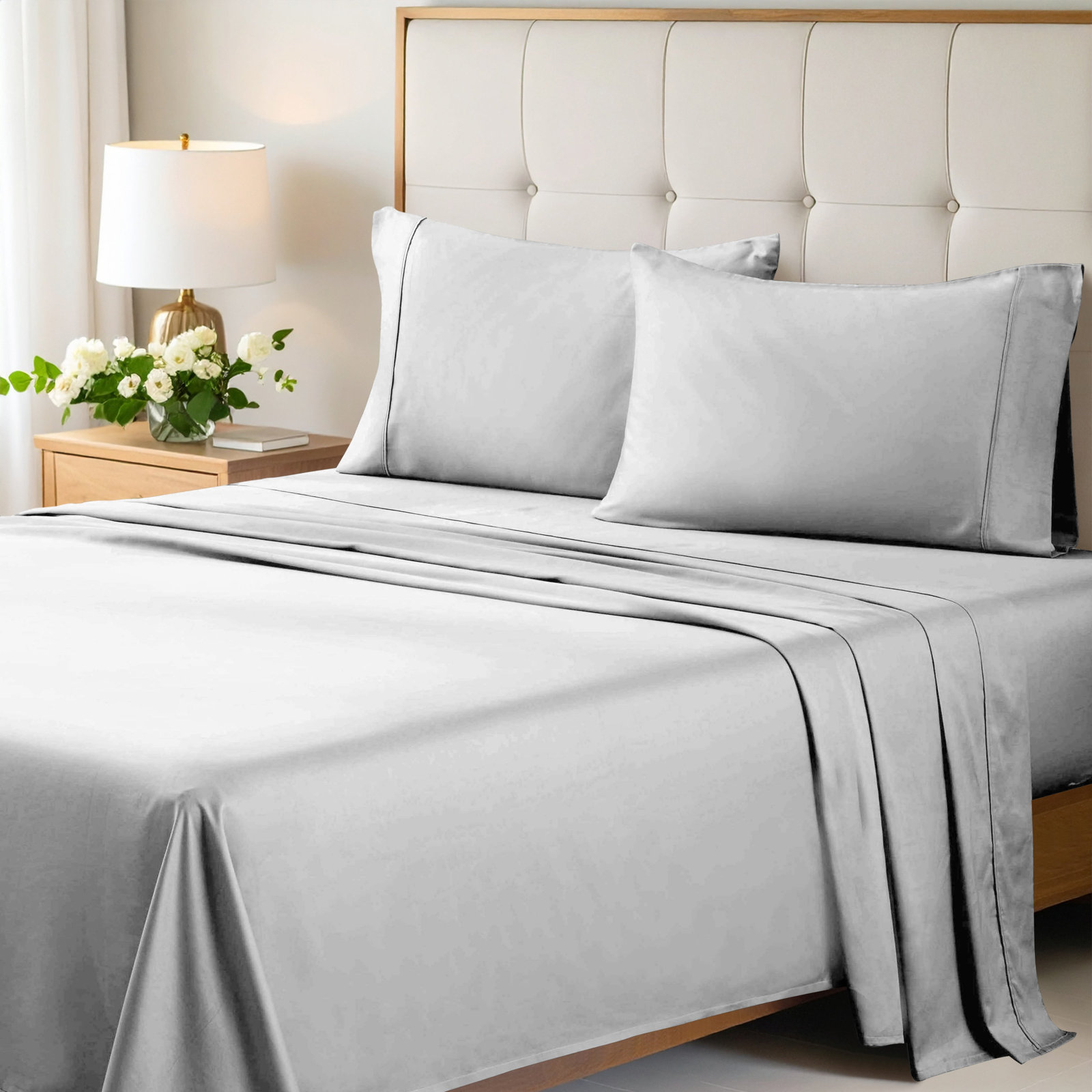 Cotton Sheet Set, Full, Chrome