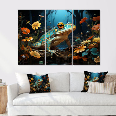 Abstract Representation Of Green Frog - Frogs & Toads Wall Art Print Set