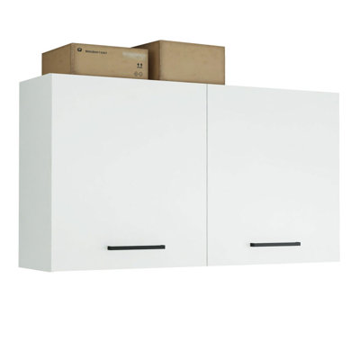 Latitude Run Garage and Utility Room Wall Storage Cabinet with 2 Doors and Utility Shelves 47 Inch Wooden Organization Unit - White