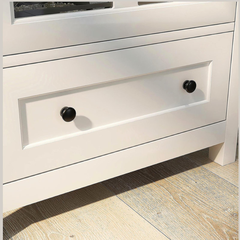 Buffet storage cabinet with single glass doors and unique bell handle