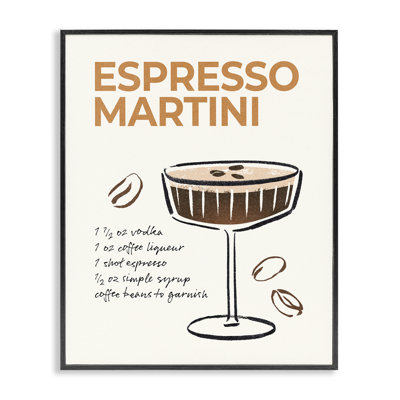 Espresso Martini Recipe Framed Giclee Art by Victoria Barnes