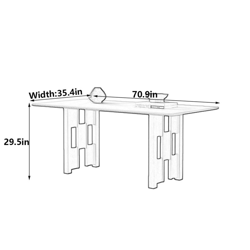 Table de salle à manger Mid-Century, H 29,5 po x L 70,9 po x l 35,4 po