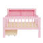 Lit plateforme rose simple avec garde-corps, tête de lit et tiroirs de rangement, cadre de chambre d'enfant-880659770