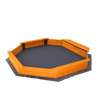 Spruce Wood Sandbox with Storage Compartment for Kids 3-8, Outdoor Play 8 Seat