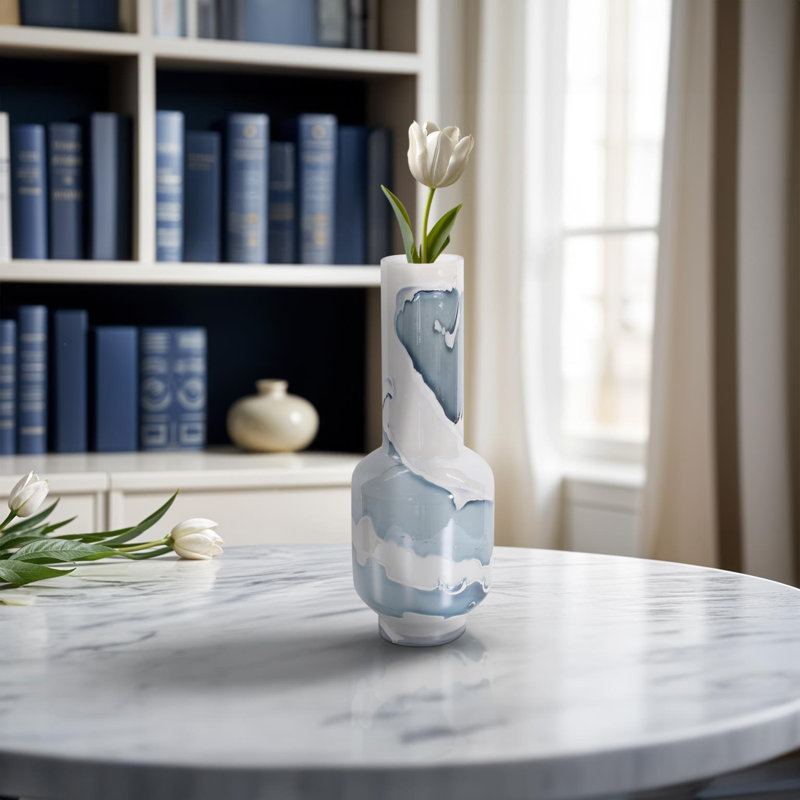 Grand vase en verre Glacier Bay, H 16,75 po x l 6,01 po x P 6,01 po