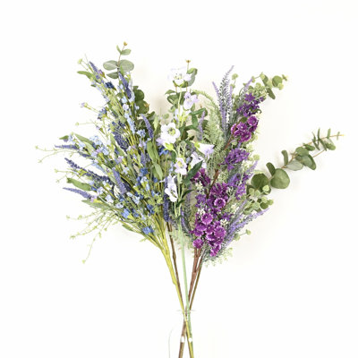 Arrangement floral 36 po avec baies artificielles, fleurs d'eucalyptus, lavande et fleurs sauvages pour remplissage de vase