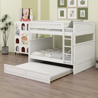 Wood Bunk Bed With Trundle, Guardrails