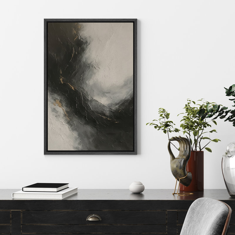 Impression sur toile encadrée noire et grise pour la décoration du salon, Noir, H 24 po x l 16 po, Cadre flottant