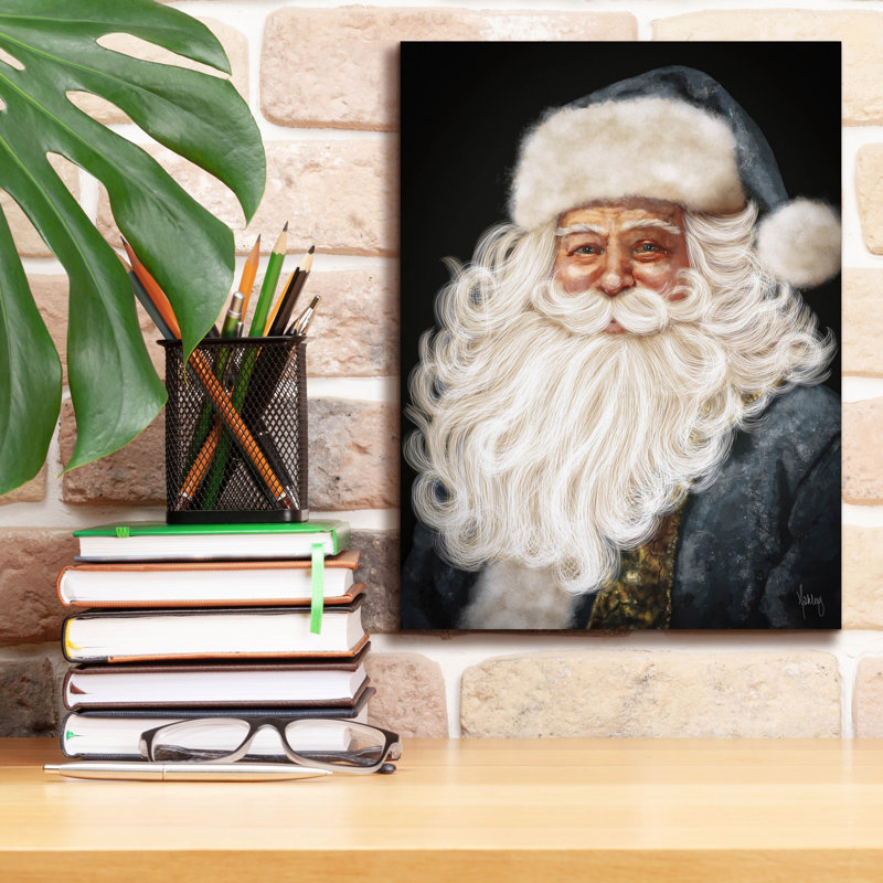 «Blue Santa» par Ashley Bradley, art mural sur toile The Holiday Aisle®, H 16 po x l 12 po x P 0,75 po