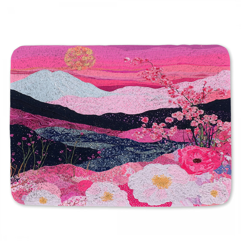 Tapis de bain cerisier en fleurs, L 24 po x l 17 po