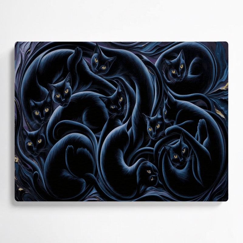 Art mural d'Halloween chats noirs gris, H 11 po x l 14 po