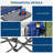Heavy-Duty Oversized Camping Directors Chairs Set of 2, Portable Folding Outdoor Lawn Chairs with Side Table, Cup Holder & Storage Pocket, Blue & Gray