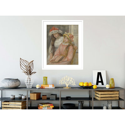 Jeunes filles regardant un album de Pierre-Auguste Renoir, impression giclée encadrée