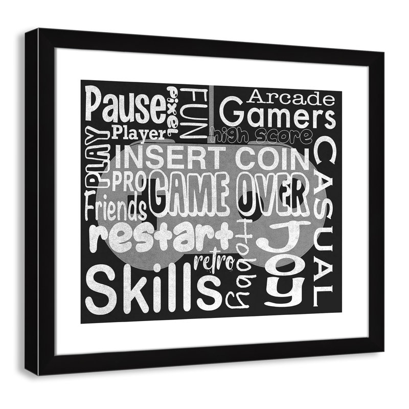 Juvenile Gaming Gaming Love 1, impression sur papier pour enfants, H 22,5 po x l 26,5 po x P 0,63 po, Cadre noir