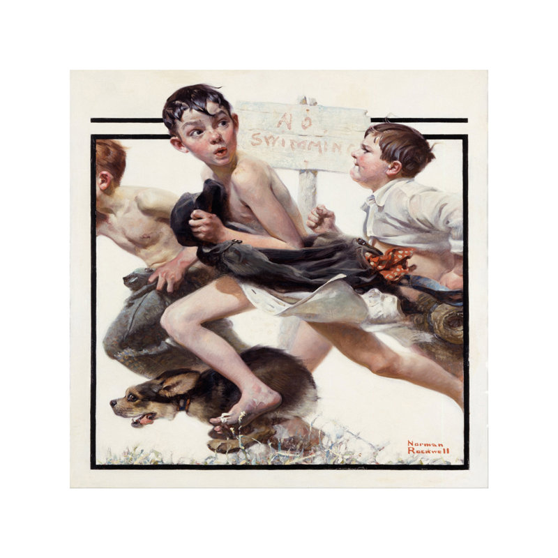 No Swimming by Norman Rockwell - 1 Piece Wrapped Canvas Wall Art, 66.04 cm H x 66.04 cm W x 1.91 cm D