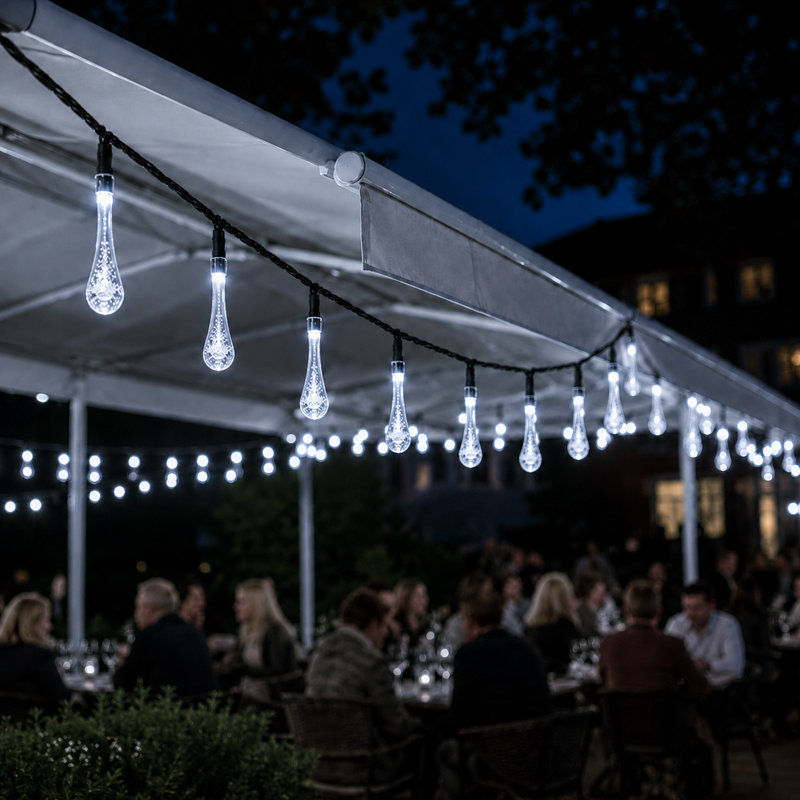 Guirlande lumineuse solaire féérique à 30 DEL, 8 modes d'éclairage extérieur, idéale pour les décorations de Noël, Blanc