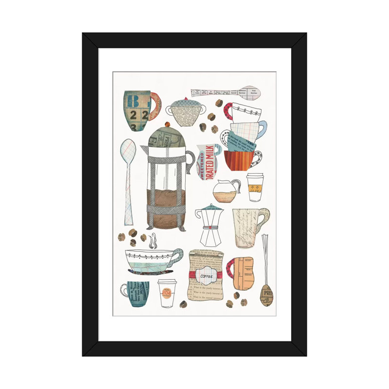 «Coffee Chart II», impression sur toile, H 32 po x l 24 po x P 1 po, Papier d'art encadré noir, Blanc