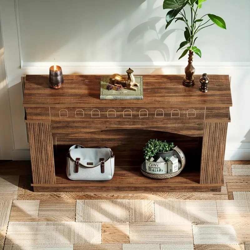 Console, canapé de 47,2 pouces, table d'entrée étroite, table d'entrée avec rangement, tablette inférieure pour le salon, la chambre à coucher, style maison de campagne