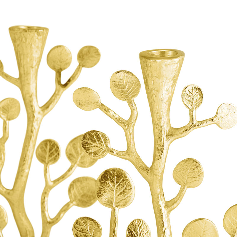 Botanical Leaf Candleholders, Gold
