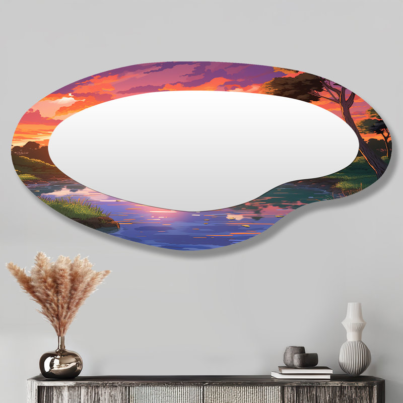 Grand miroir mural Glorious Sunset Over Holland River - Lake