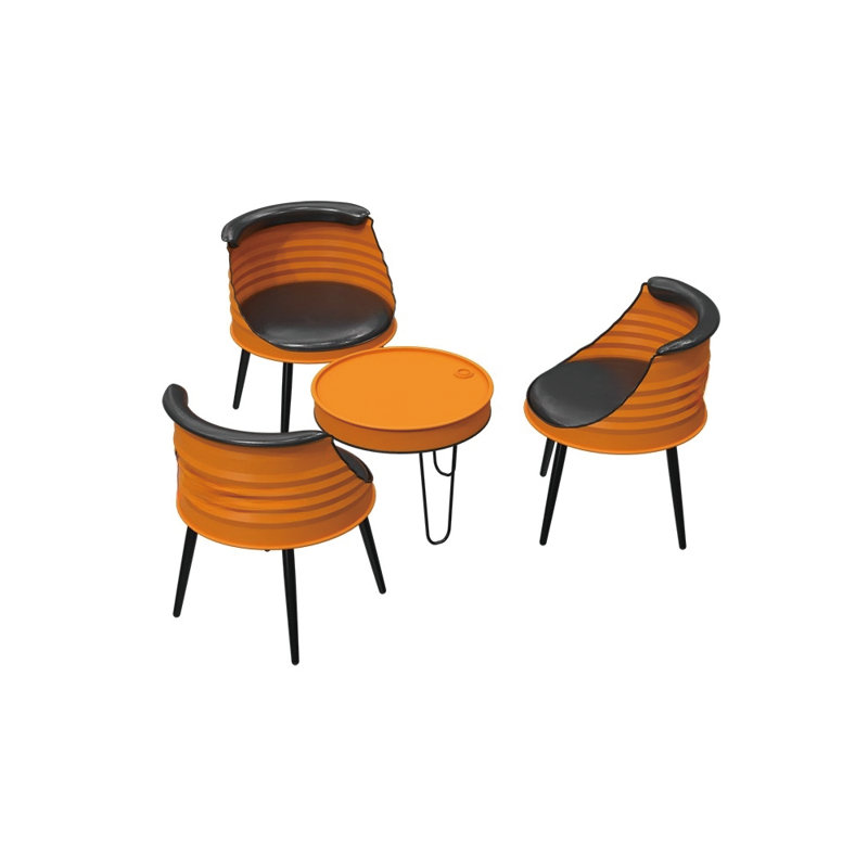Ensemble de salle à manger 23,3 po Maigon, Ensemble repas 4 pièces, Orange, Orange