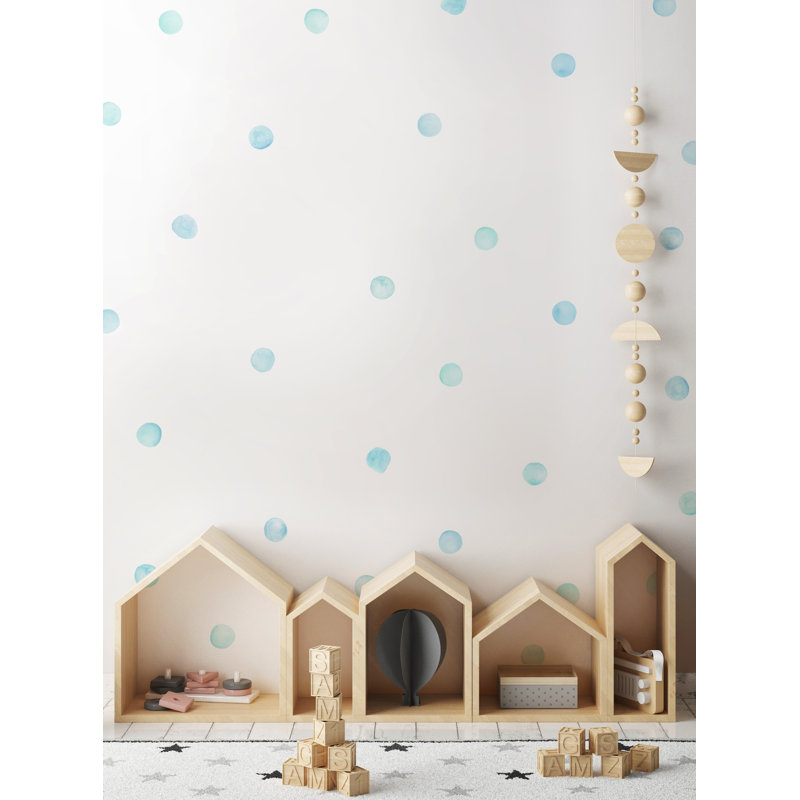 Peel and Stick Dots Mint Blue, Bleu