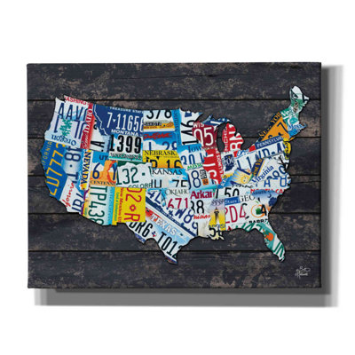«USA Licence Plate Map» par Britt Hallowell - impression sur toile tendue