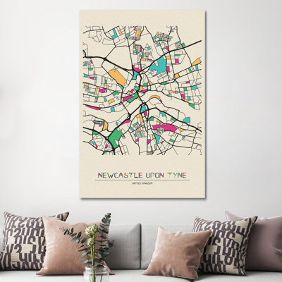 " Newcastle Upon Tyne, England Map " by Ayse Deniz Akerman