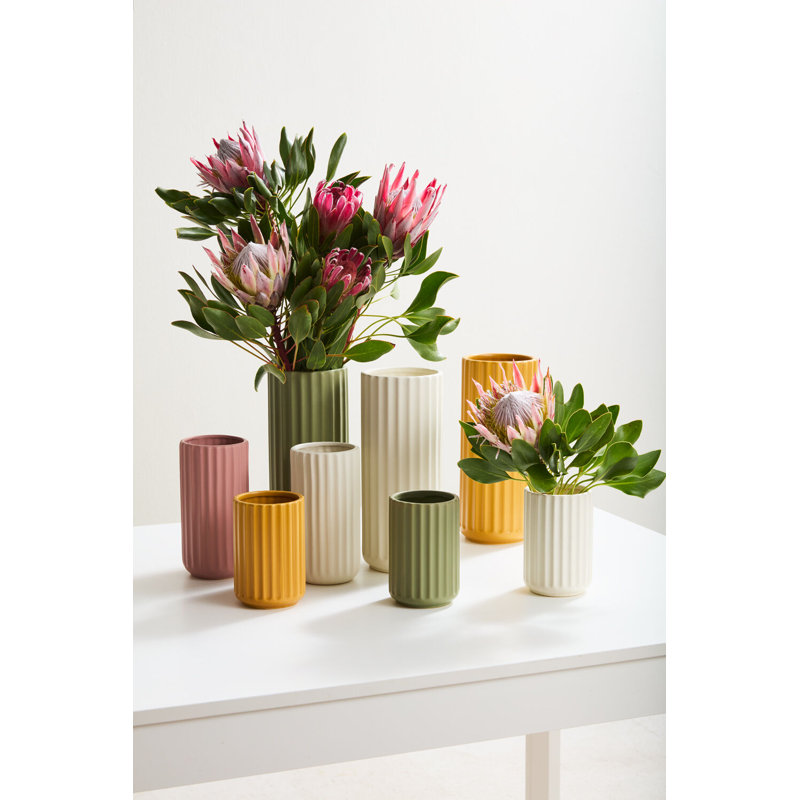 Adrina Beam Vase 4"x 6", White