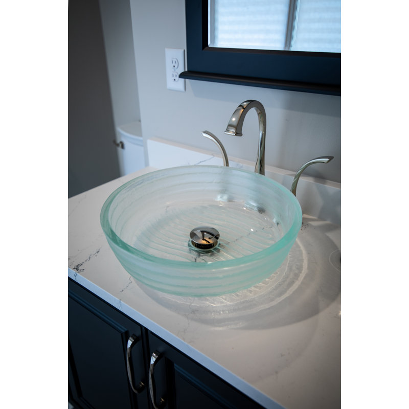 Eden Bath 16.5'' Lightly Frosted Tempered Glass Circular Bathroom Sink