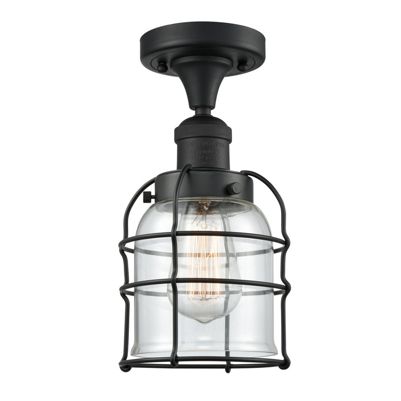 Shaun Glass Semi Flush Mount, LED, Clear, Matte Black