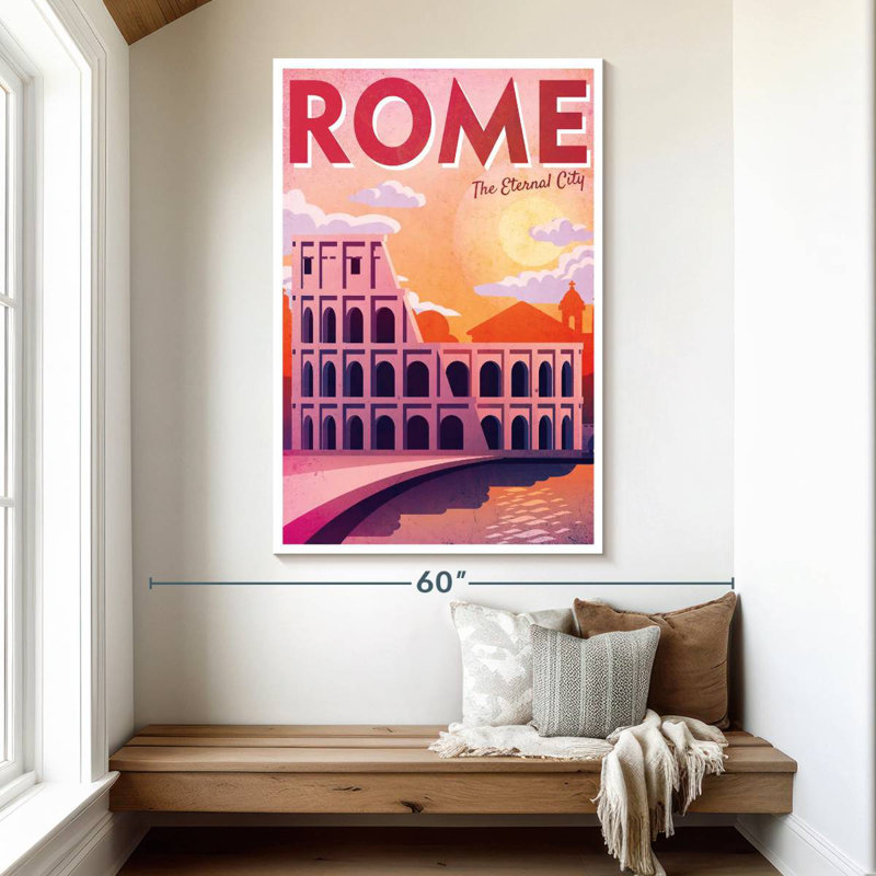 Affiche rétro de Rome, Rome, H 51 po x l 34 po