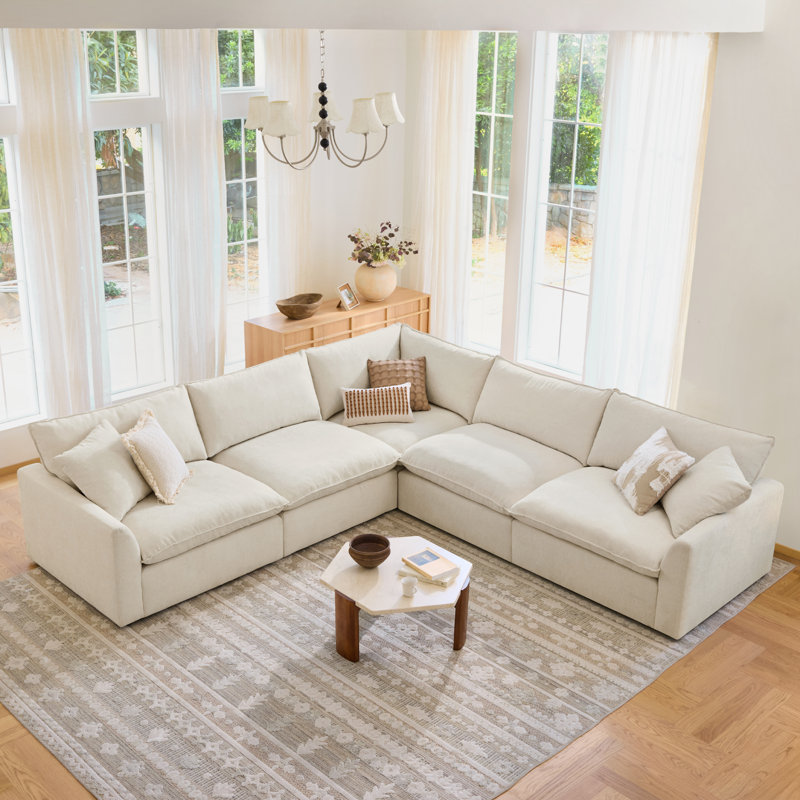Canapé modulaire rembourré 5 pièces avec repose-pieds 5 pièces - canapé-lit confort profond pour salon moderne