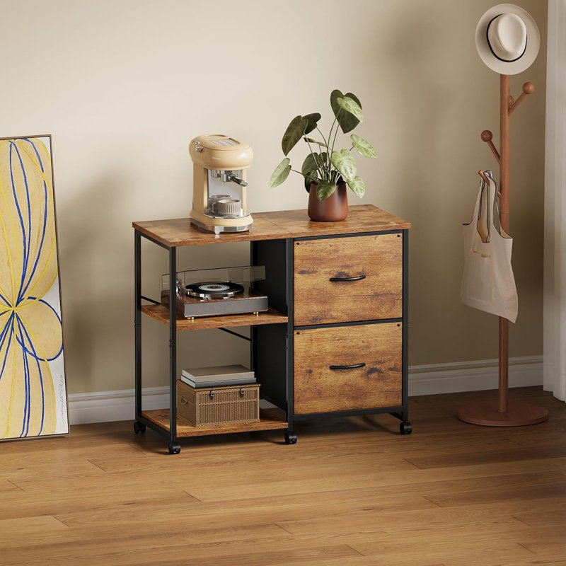 Classeur latéral en tissu à 2 tiroirs Rustic Brown
