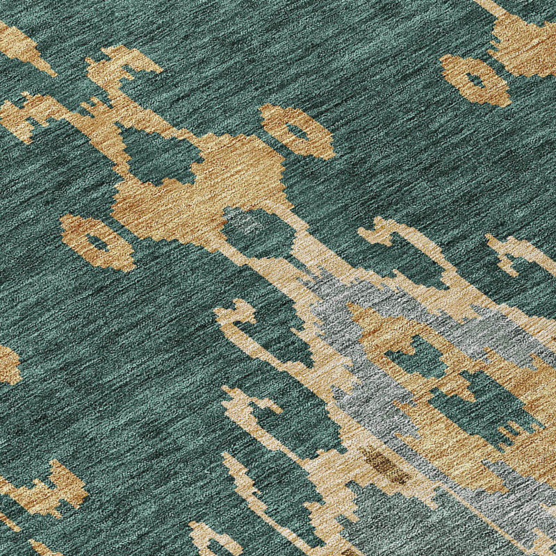 Tapis rond lavable intérieur ikat 8 pi gris