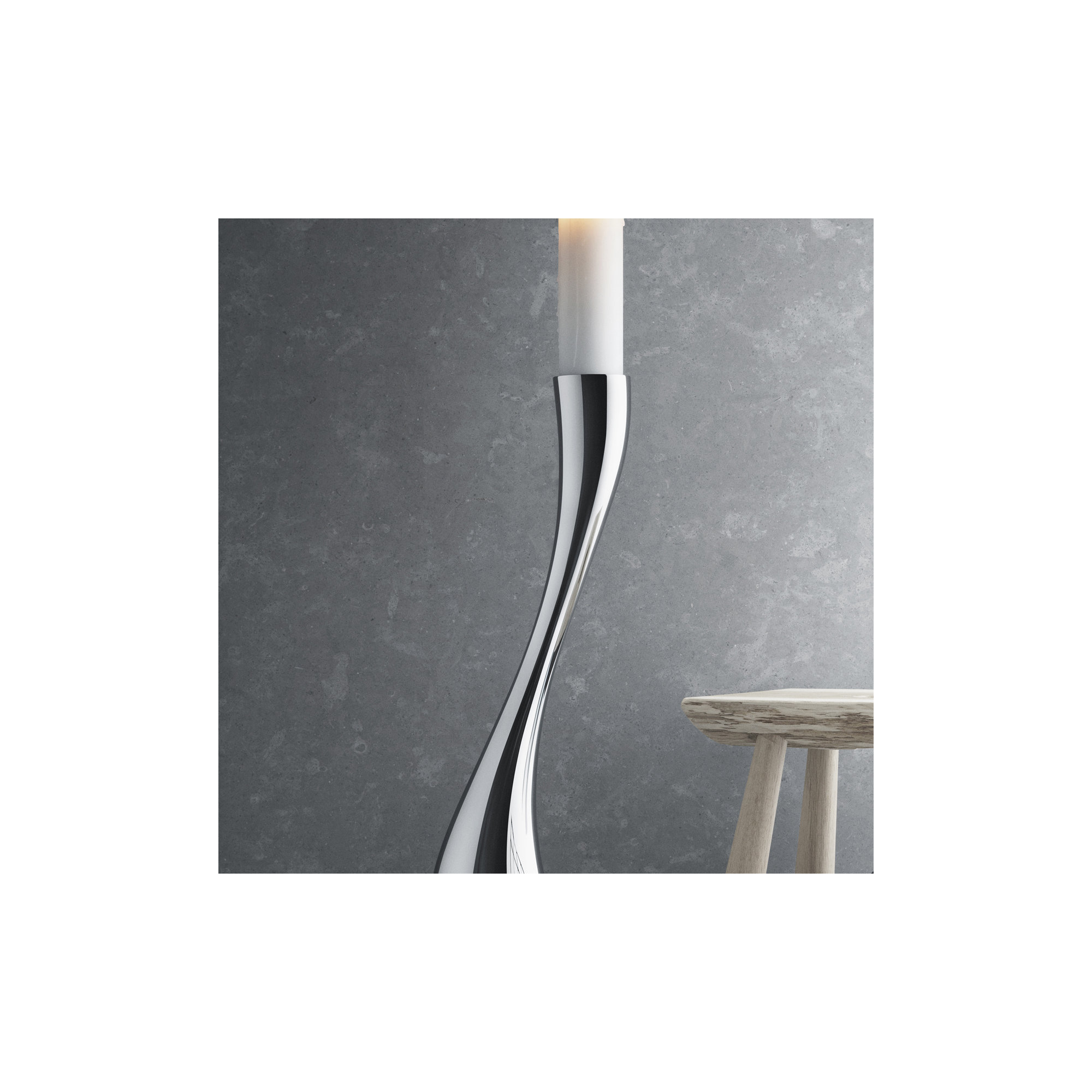 Cobra Stainless Steel Floor Candlestick, 23.62" H x 3.86" W x 3.86" D, Silver