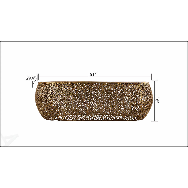 Table basse ovale en aluminium coulé durable, finitions personnalisables et grande surface pour une vie moderne, Doré