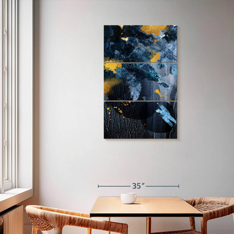 Avery Abstract Blue and Gold, 57" H x 36" W