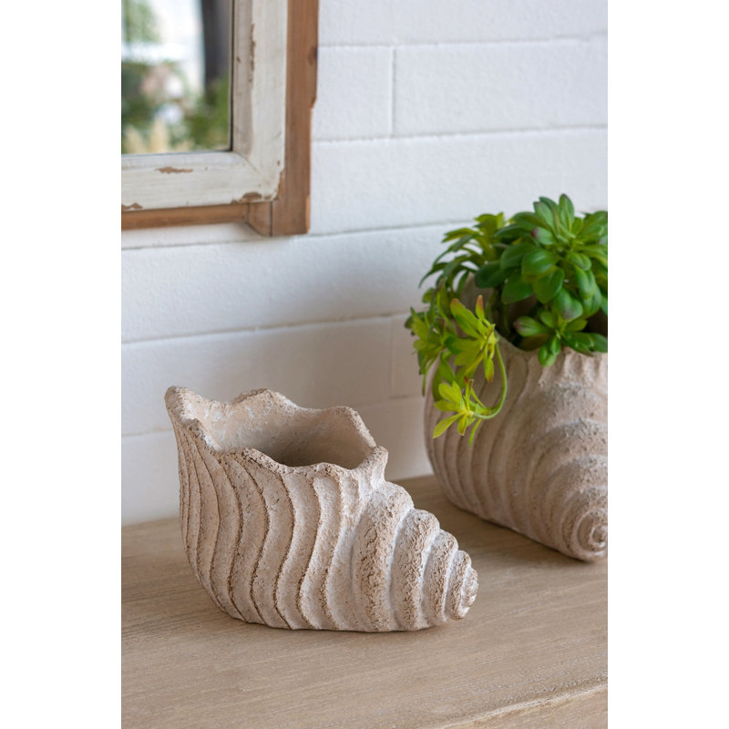 Boîte à fleurs sable et ciment Nautilus avec finition texturée beige, H 5,7 po x l 9,1 po x P 5,5 po