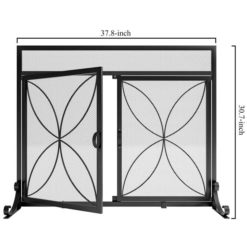 Fireplace Screen with Magnetic Doors