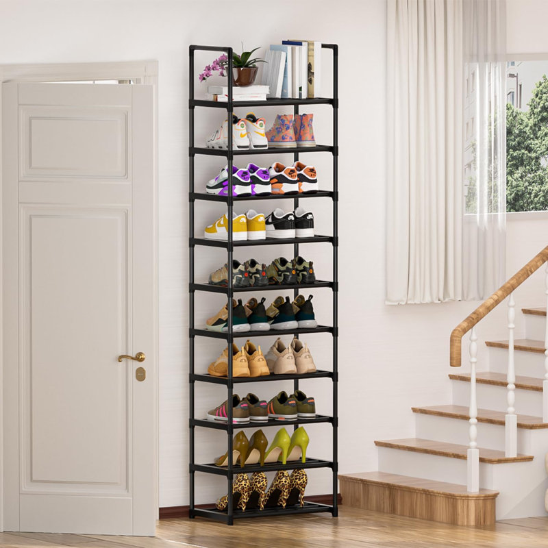 Sturdy Metal Shoe Rack Organizer, Narrow Space-Saving Shoe Shelf For Closets, Entryway, And Hallway, Adjustable And Stackable Shoe Storage Rack