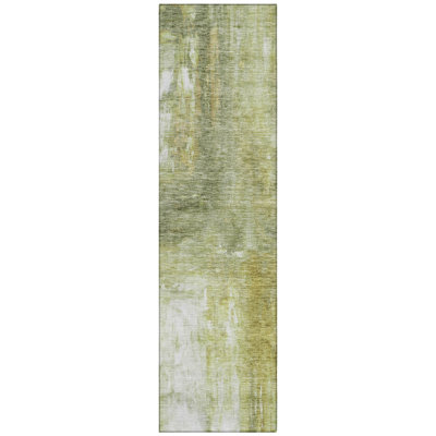 Nocturne Green Washable Indoor-Outdoor Rug - 