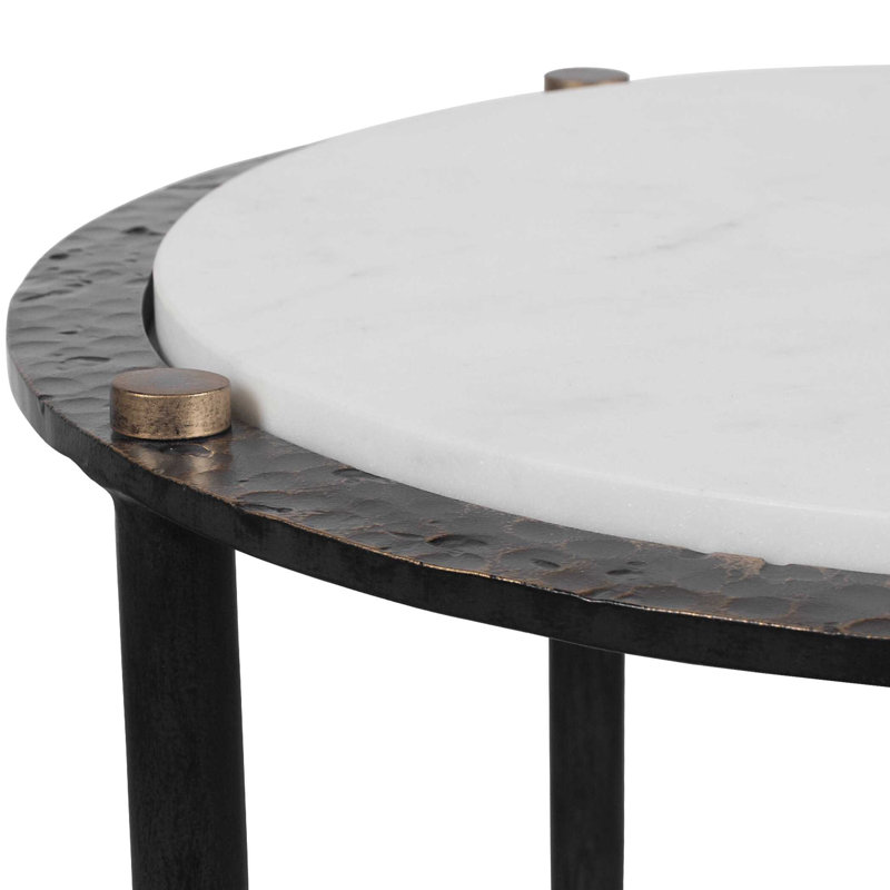 Uttermost Wren Round White Marble Accent Table