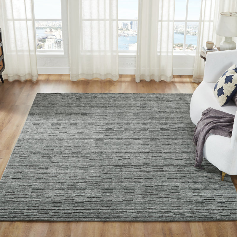 Luxe Sage Veil Wool Handcrafted Area Rug, Silver/Gray, Rectangle 2' x 3'
